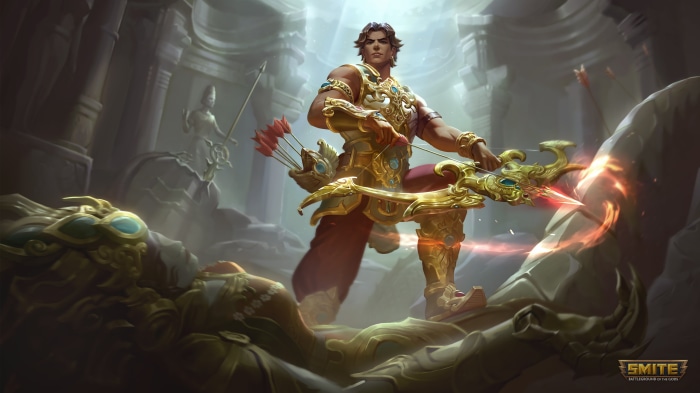 Rama from Smite holding a bow and arrow