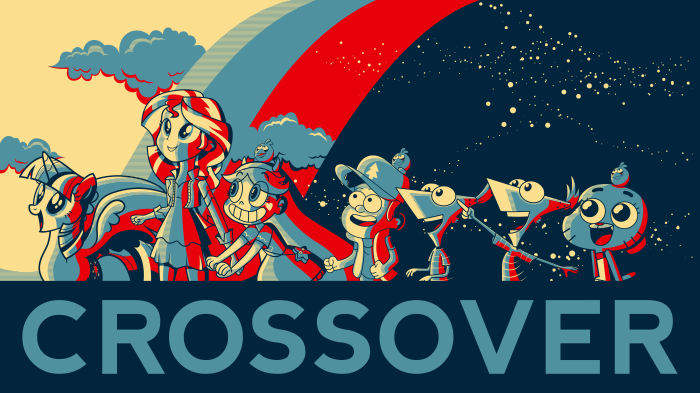 Crossover of My Little Pony, Star vs. the Forces of Evil, Gravity Falls, and The Amazing World of Gumball characters