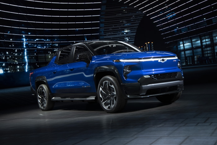 Blue Chevrolet Silverado EV RST Crew Cab 4K