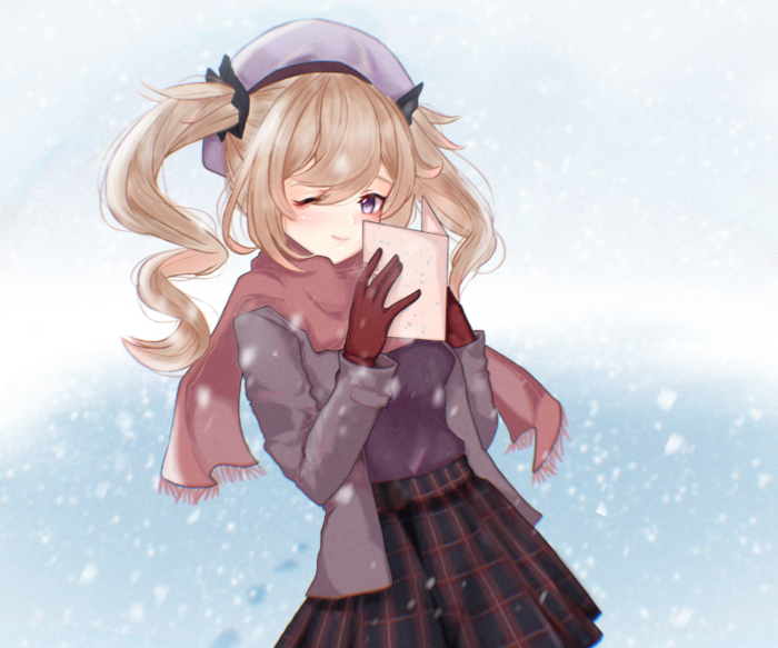Barbara from Genshin Impact in winter attire