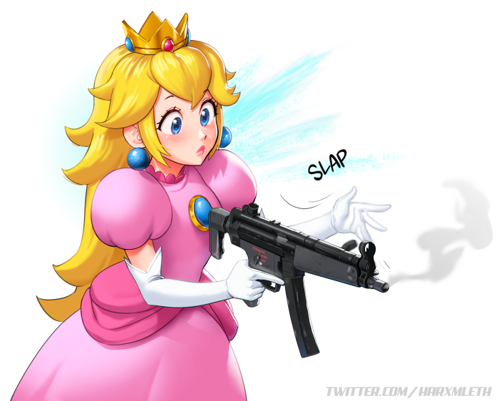 Princess Peach Holding Gun Artwork