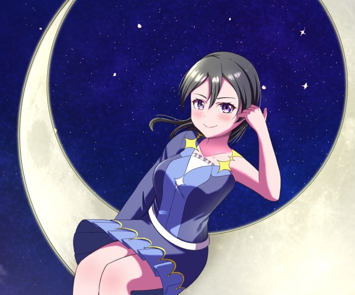 Shio Watanabe from Love Live! Sunshine!! sitting on the moon