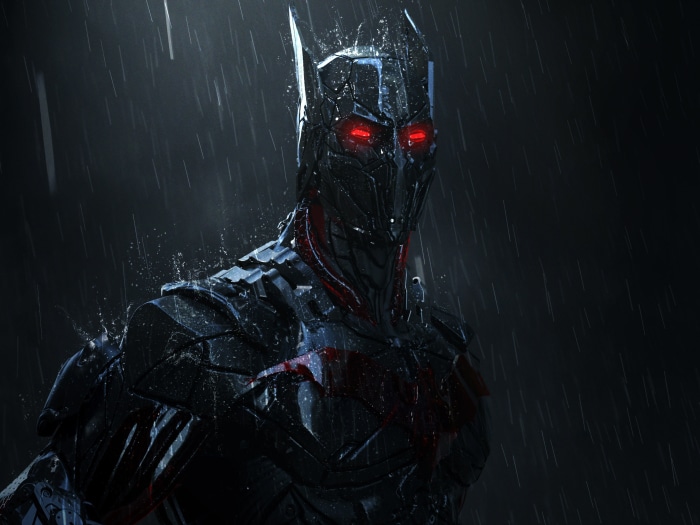 Cyborg Batman in the Rain