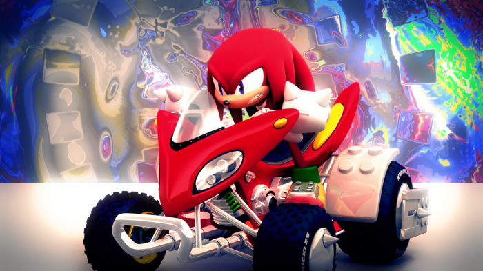Knuckles the Echidna Driving a Red ATV