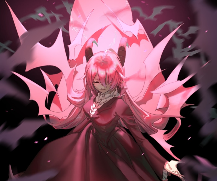 Girl with pink hair and horns