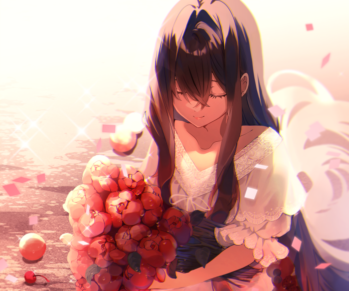 Girl with bouquet of flowers and wings