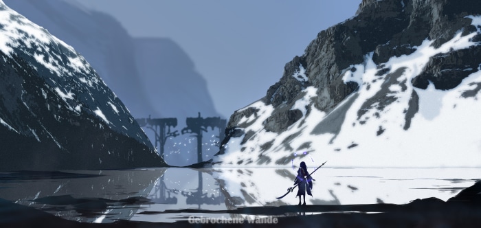 Raiden Shogun from Genshin Impact in a snowy landscape