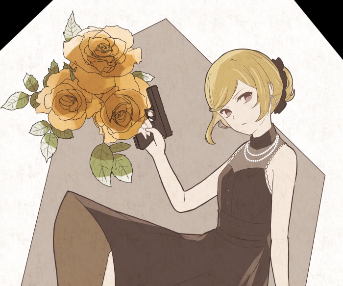 Ichiyo Higuchi from Bungou Stray Dogs holding a gun