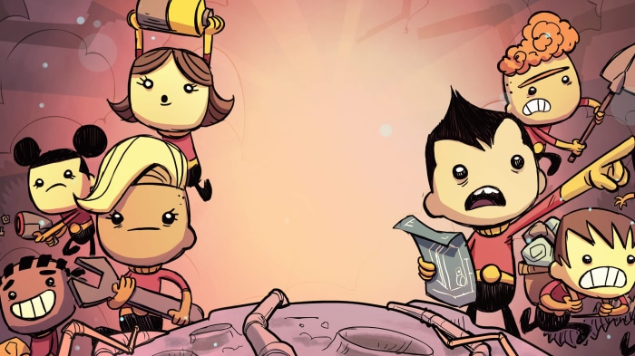 Oxygen Not Included characters with tools