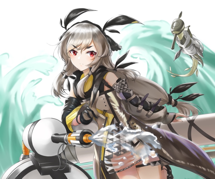 Weedy from Arknights with a sea creature