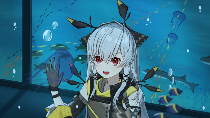 Weedy from Arknights at the Aquarium