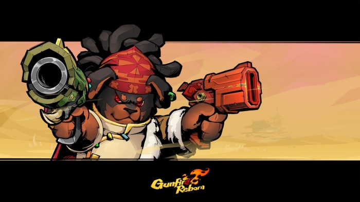 Dog character with guns from Gunfire Reborn
