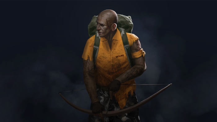 Man with backpack and bow from SCUM