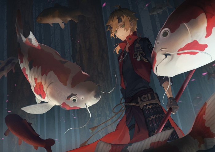 Thoma from Genshin Impact with Koi Fish