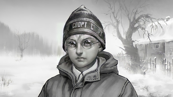 Boy in winter clothes and hat with 'SPORT' inscription
