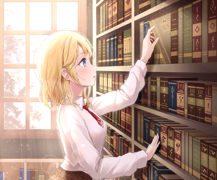 Watson Amelia from Hololive reaching for a book