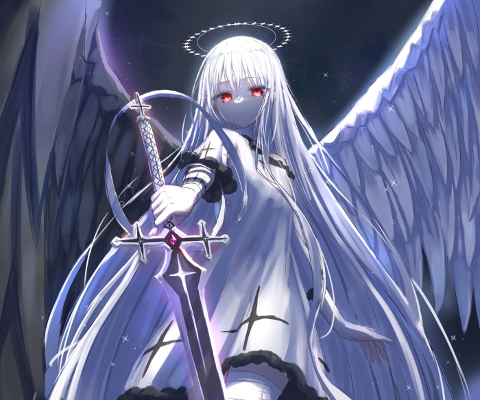 Angel with sword and halo