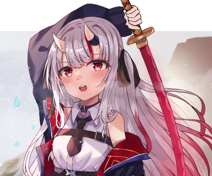 Nakiri Ayame from Hololive holding a sword