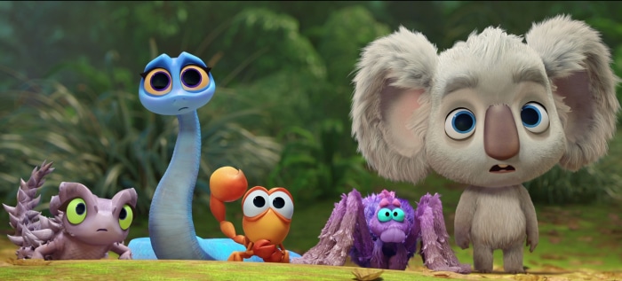 Back to the Outback characters in a forest