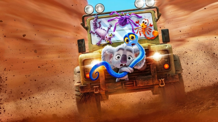 Back to the Outback characters in a jeep