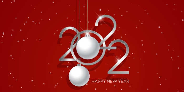 Happy New Year 2022 Silver Numbers and Ornaments