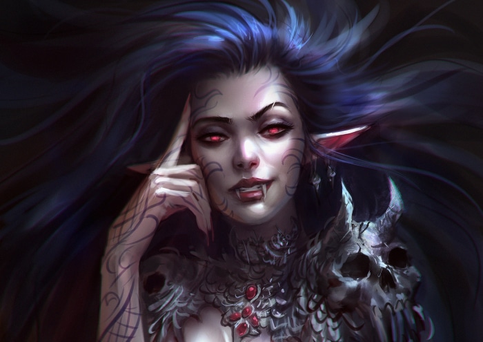 Dark Vampire with Tattoos and Skull Armor