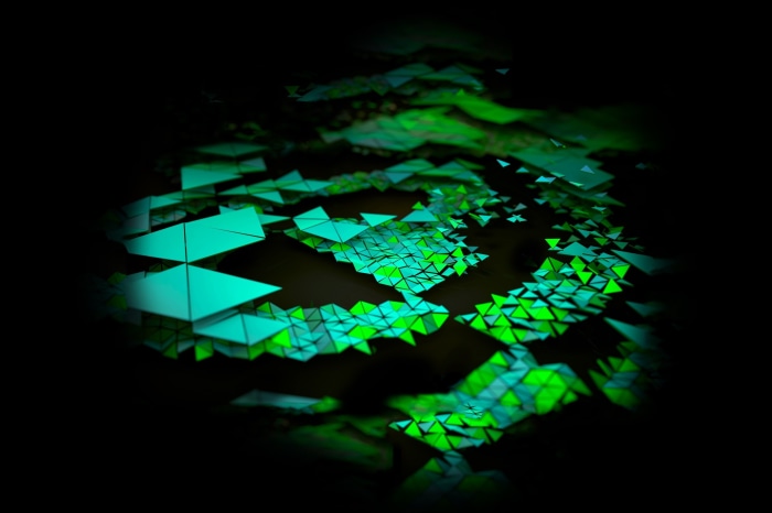 Abstract Green and Teal Triangles