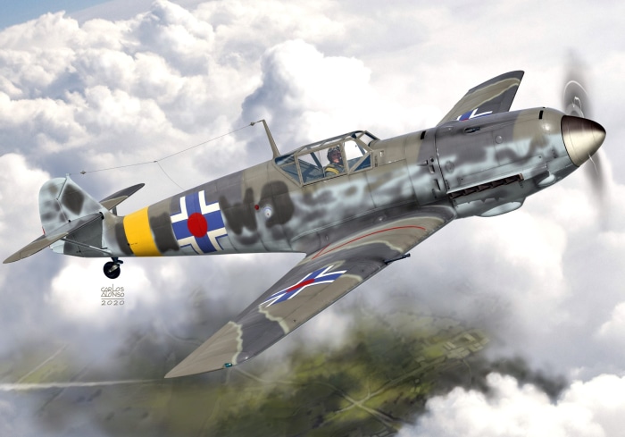 Messerschmitt Bf 109 fighter plane in flight