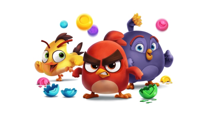 Angry Birds characters with colorful eggs