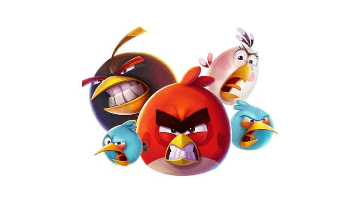 Angry Birds characters Red, Bomb, Matilda, and Jay