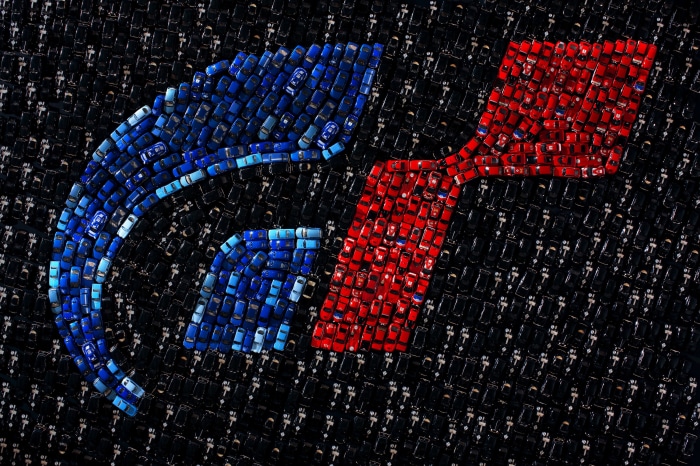 Gran Turismo logo made of toy cars
