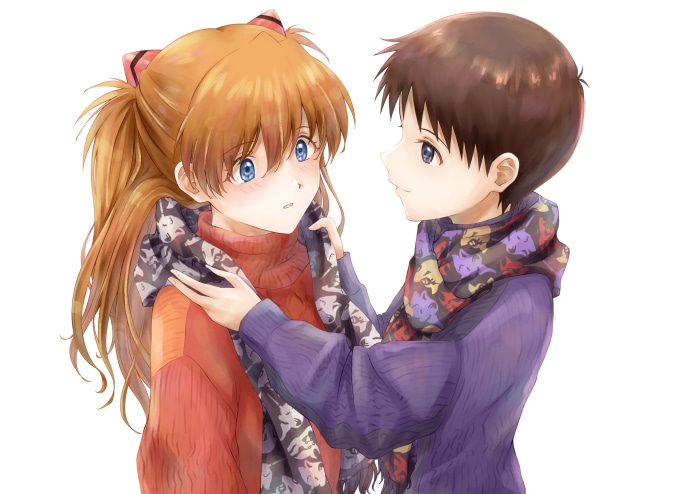 Asuka Langley Sohryu and Shinji Ikari from Neon Genesis Evangelion 4K