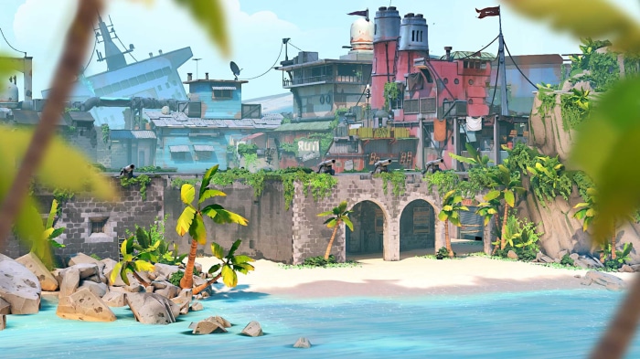 Valorant Map with Beach and Buildings
