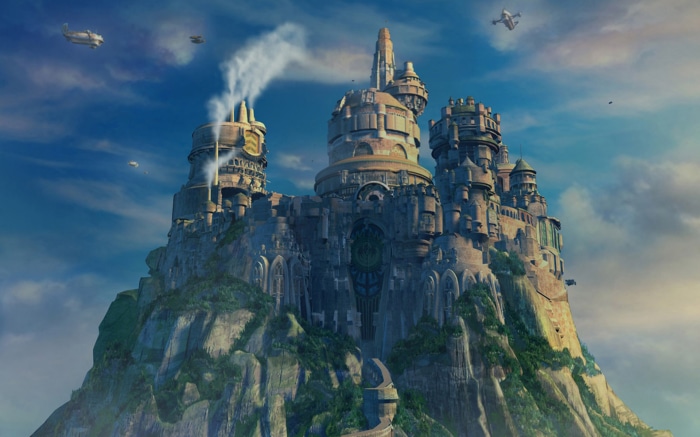 Castle in the sky with airships