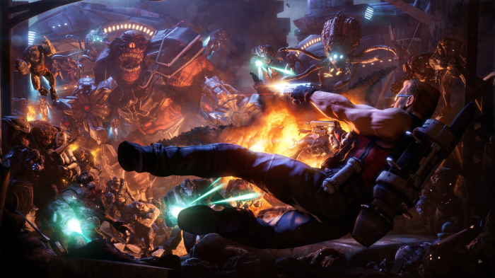 Duke Nukem in a chaotic battle