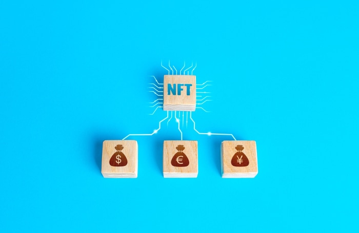 NFT concept with currency symbols