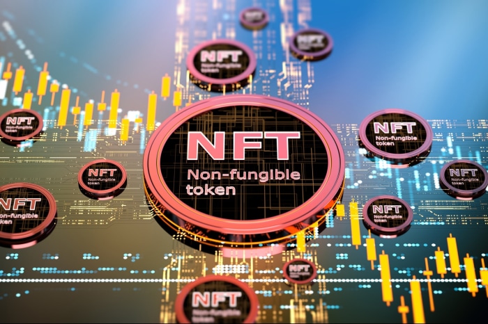 NFT Non-fungible tokens with stock market charts