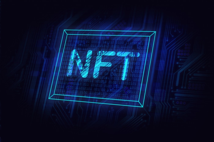 NFT digital art with binary code