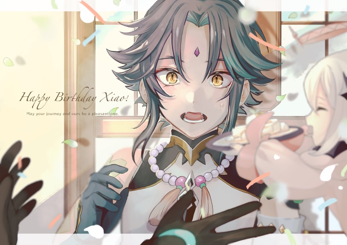 Xiao from Genshin Impact celebrating his birthday