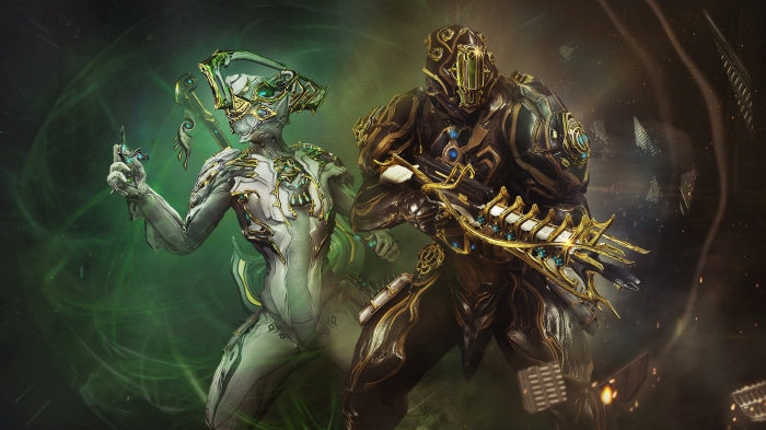 Warframe characters with weapons