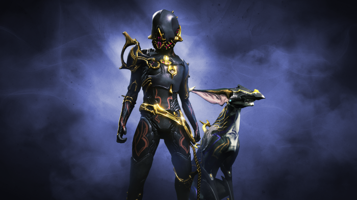 Warframe character with companion