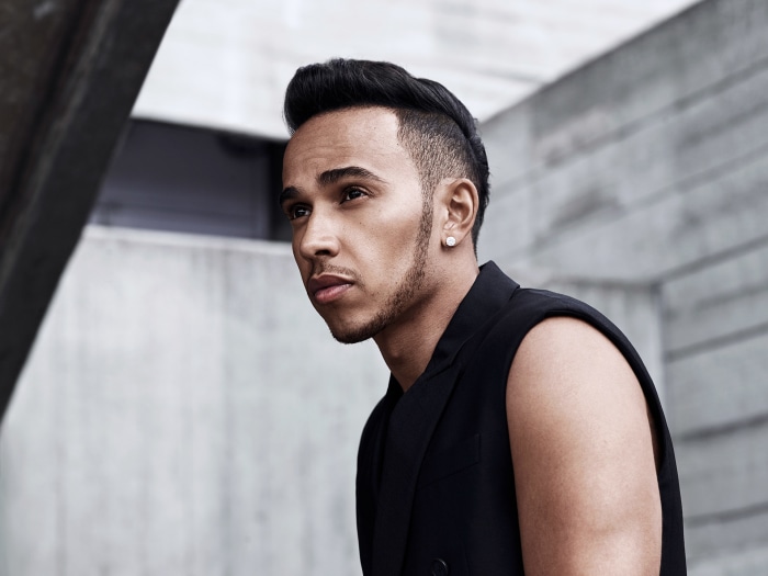 Lewis Hamilton in a black vest