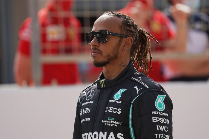 Lewis Hamilton in Mercedes racing suit