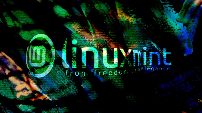 Linux Mint logo with abstract background