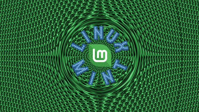 Linux Mint logo with swirling green background