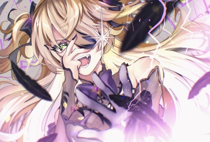 Fischl from Genshin Impact with lightning