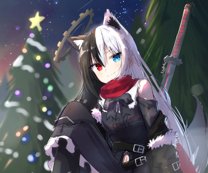 Anime girl with heterochromia and sword