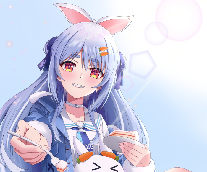 Usada Pekora from Hololive holding cake