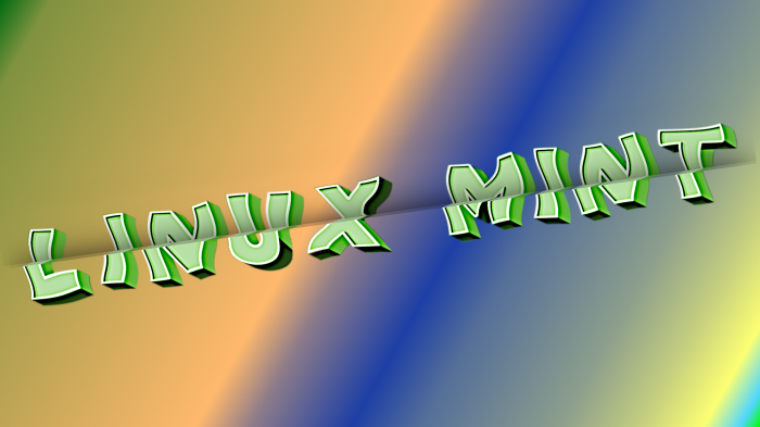 Linux Mint logo with 3D text