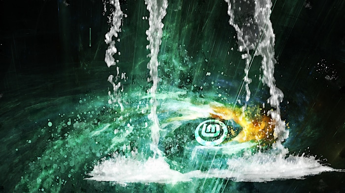 Linux Mint logo with abstract water effects